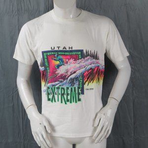Vintage Graphic T-shirt - Utah Extreme Skiing Neon Wrap Graphic - Men's Large
